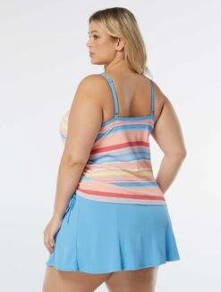 Beach House Swim Plus Size Bridget Shirred Side Underwire Tankini Top - Parade Stripe -Swim Wear Shop HW97382 970 alt05