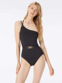 MICHAEL Michael Kors One Shoulder One Piece Swimsuit - Solids