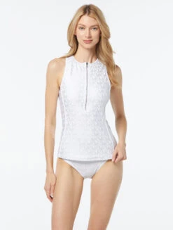 MICHAEL Michael Kors Racerback Tankini Top - Foil Signature Logo