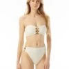 MICHAEL Michael Kors Bandeau Bikini Top With Ring Chain Trim - Decadent Texture -Swim Wear Shop MM1W029 112 R