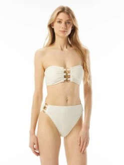 MICHAEL Michael Kors Bandeau Bikini Top With Ring Chain Trim - Decadent Texture