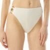 MICHAEL Michael Kors High Leg Bikini Bottom With Ring Chain Trim - Decadent Texture -Swim Wear Shop MM1W030 112 R