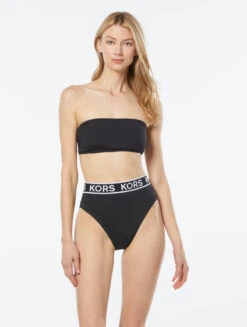 MICHAEL Michael Kors Bandeau Bikini Top - Logo Elastic Solids