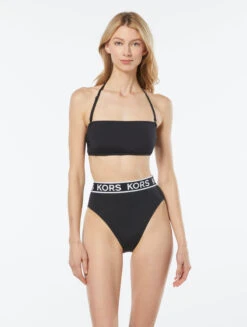 MICHAEL Michael Kors Bandeau Bikini Top - Logo Elastic Solids -Swim Wear Shop MM2M186 001 alt02
