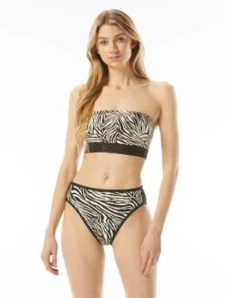 MICHAEL Michael Kors Zip Back Bandeau Bikini Top - Zebra