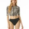 MICHAEL Michael Kors Zip Front Cropped Rashguard - Zebra -Swim Wear Shop MM4K776 112 R
