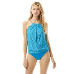 MICHAEL Michael Kors Blouson High Neck Tankini Top - Geo Print