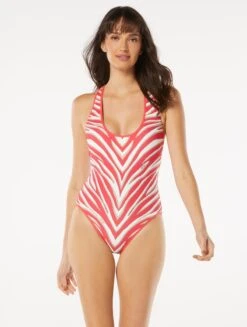 MICHAEL Michael Kors Racerback One Piece Swimsuit - Zebra Spine