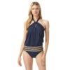 MICHAEL Michael Kors Twist Neck Tankini Top - Chain Border -Swim Wear Shop MM7D660 412