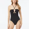MICHAEL Michael Kors Keyhole One Piece Swimsuit - Texture Solids -Swim Wear Shop MM7F011 001