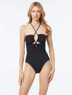 MICHAEL Michael Kors Keyhole One Piece Swimsuit - Texture Solids