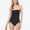 MICHAEL Michael Kors Shirred Bandeau One Piece Swimsuit - Solids -Swim Wear Shop MM7M179 001