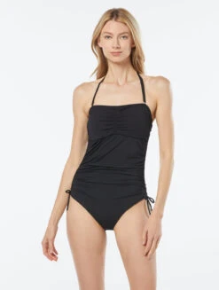 MICHAEL Michael Kors Shirred Bandeau One Piece Swimsuit - Solids -Swim Wear Shop MM7M179 001 alt02