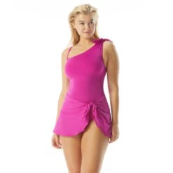 Coco Contours Rosaline One Shoulder Sarong Bra Sized One Piece Swimsuit - Keepsake -Swim Wear Shop T32068 522 alt02