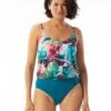 Coco Contours Amaris V-Neck Bra Sized One Piece Swimsuit - Watercolor Leaf -Swim Wear Shop T51078 970 R