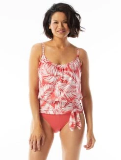 Coco Contours Jem Blouson Bra Sized Tankini Top - Feather Palm