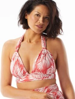 Coco Contours Athena Draped Halter Bra Sized Bikini Top - Feather Palm -Swim Wear Shop T52101 613 alt02 R