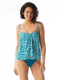 Coco Contours Clarity Bandeau Bra Sized Tankini Top - Jungle Zebra