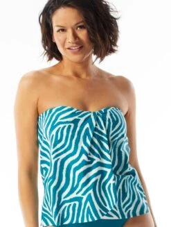 Coco Contours Clarity Bandeau Bra Sized Tankini Top - Jungle Zebra -Swim Wear Shop T53044 349 alt03 R
