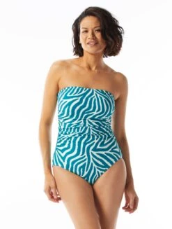 Coco Contours Jasper Bandeau Bra Sized One Piece Swimsuit - Jungle Zebra -Swim Wear Shop T53074 349 alt02 R