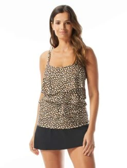 Coco Reef Aura Ruffle Bra Sized Underwire Tankini Top - Wild Cheetah -Swim Wear Shop U27075 006 alt02 R