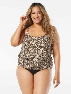 Coco Reef Aura Ruffle Bra Sized Underwire Tankini Top - Wild Cheetah -Swim Wear Shop U27075 006 alt04 R