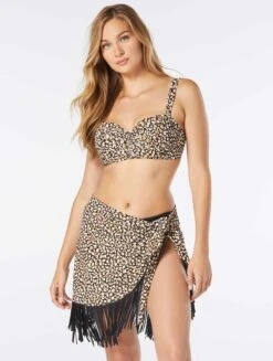 Coco Reef Entice Fringe Sarong Cover Up - Wild Cheetah