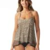 Coco Reef Current Bra Sized Mesh Layer Underwire Tankini Top - Wild Cheetah Ikat -Swim Wear Shop U28035 006 R