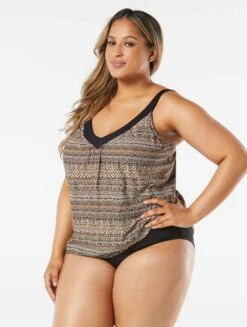 Coco Reef Core V-Neck Bra Sized Underwire Tankini Top - Ikat Stripe 8 Coco Reef Core V-Neck Bra Sized Underwire Tankini Top - Ikat Stripe -Swim Wear Shop U30382 006 alt03 R