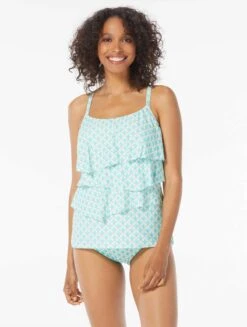 Coco Reef Aura Ruffle Bra Sized Underwire Tankini Top - Siren