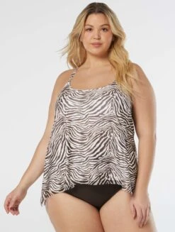 Coco Reef Current Bra Sized Mesh Overlay Tankini Top - Native Zebra -Swim Wear Shop U39035 225 alt02