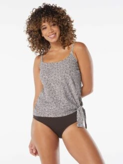 Coco Reef Stella Side Tie Bra Sized Underwire Tankini Top - Native Cheetah