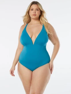 Coco Reef Astra Bra Sized Plunging One Piece Swimsuit - Classic Solids -Swim Wear Shop U95484 438 alt02