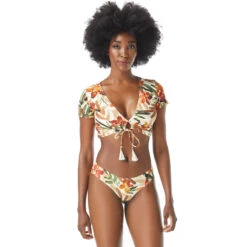Vince Camuto Cropped Short Sleeve Bikini Top - Seychelles Floral