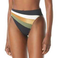 Vince Camuto Shimmer Blocked High Leg Bikini Bottom - Gold Shimmer