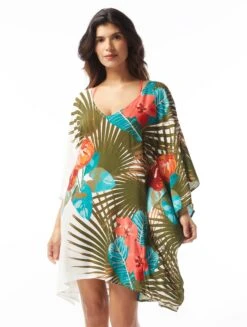Vince Camuto V-Neck Caftan Cover Up - Palm Paradise