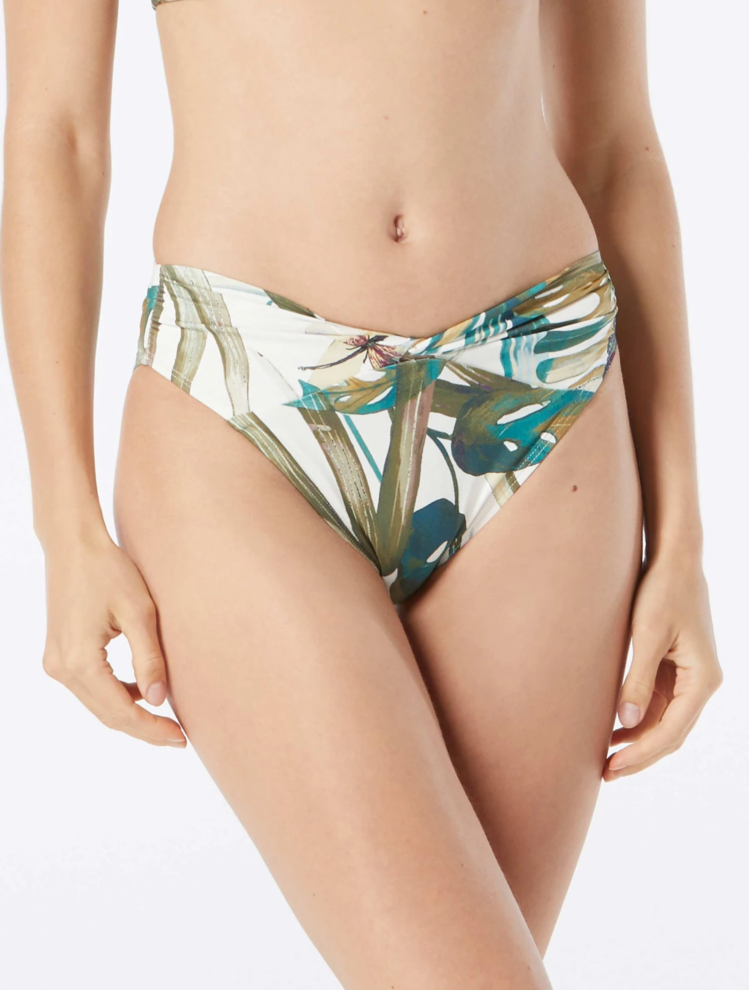 Vince Camuto High Leg Twist Front Bikini Bottom - Rainforest 3 Vince Camuto High Leg Twist Front Bikini Bottom - Rainforest