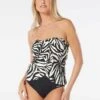 Vince Camuto Draped Bandeau Tankini Top - Optic Zebra -Swim Wear Shop V23516 001