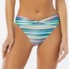 Vince Camuto Twist Front High Leg Bikini Bottom - Sunbeam Stripe -Swim Wear Shop V29733 970