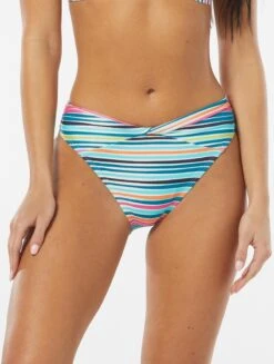Vince Camuto Twist Front High Leg Bikini Bottom - Sunbeam Stripe