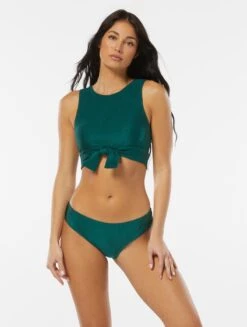 Vince Camuto Ribbed Tie Crop Bikini Top - Rib Texture
