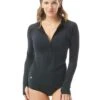 Beach House Sport Ava Zip Front Rash Guard - Beach Solids
