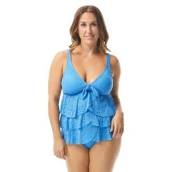 Beach House Layla Crochet Ruffle Bow Underwire Tankini Top - Crochet Soleil
