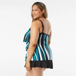 Beach House Swim Plus Size Jane Ruffle Tiered Tankini Top - Wave Pool Stripe -Swim Wear Shop hw08096 001 alt03 1