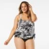 Beach House Swim Plus Size Sarah Side Tie Blouson Tankini Top - Abstract Palm -Swim Wear Shop hw14012 001 1