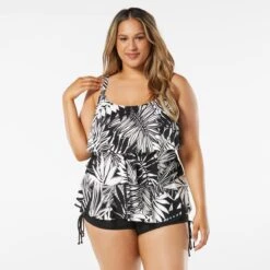 Beach House Swim Plus Size Jane Ruffle Tiered Tankini - Abstract Palm -Swim Wear Shop hw14096 001 alt02 5