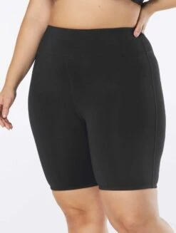 Beach House Sport Plus Size Pace High Waist Biker Short - Beach Solids