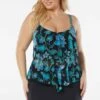Beach House Swim Plus Size Portia Mesh Layer Tankini Top - Vineyard Floral -Swim Wear Shop hw95068a 001 4