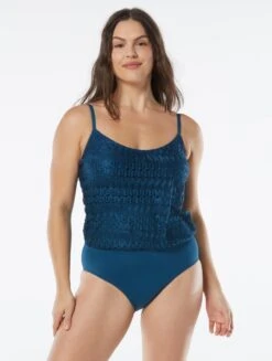 Coco Contours Amaris V-Neck Bra Sized One Piece Swimsuit - Crochet