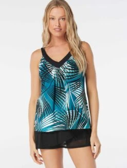Coco Reef Core V-Neck Bra Sized Underwire Tankini Top - Endless Summer Palm -Swim Wear Shop u84382 349 alt02 13